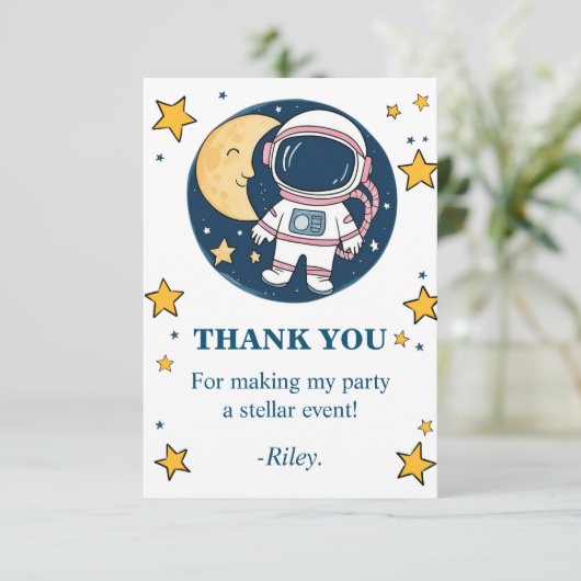 Tarjeta De Agradecimiento Cumpleaños Astronauta Dankeskarte (Stehend Vorderseite)