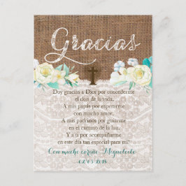 Tarjeta de gracias con oración para Bautismo Postkarte