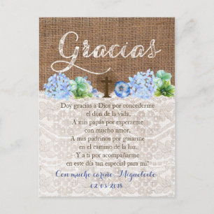 Tarjeta de gracias con oración para Bautizo Postkarte