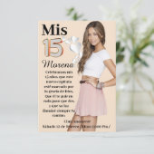 Tarjeta de invitación de 15 años einladung (Stehend Vorderseite)