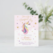 Tarjeta de invitación para cumpleaños unicornio (Stehend Vorderseite)