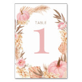 Tarjeta De Mesa Boho Pampas pink  Pumpkin Table nu Tischnummer (Rückseite)