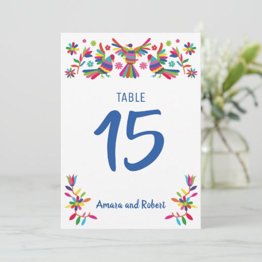 Tarjeta de Mesa para boda, otomi tarjeta de mesa Ankündigung (Stehend Vorderseite)