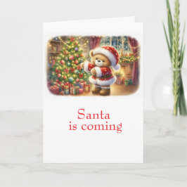Tarjeta de Navidad con imagen de osito y árbol  Karte