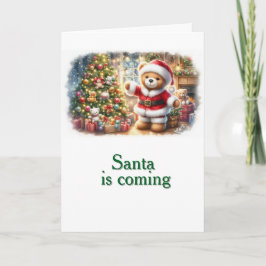 Tarjeta de Navidad con imagen de osito y árbol  Karte