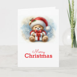 Tarjeta de Navidad con imagen de osito y regalos Karte