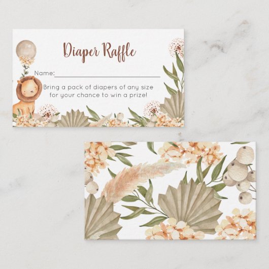 Tarjeta De Recepción Boho Lion watercolor Diapper Begleitkarte (Vorne/Hinten)