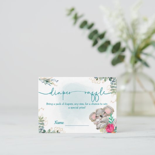 Tarjeta de recepción Diaper Raffle Begleitkarte (Stehend Vorderseite)