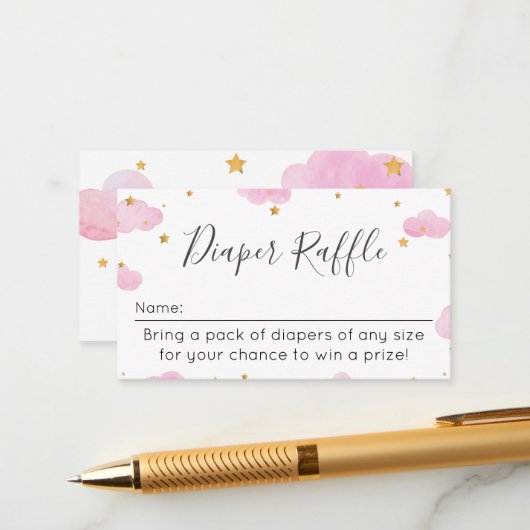 Tarjeta De Recepción Diaper Raffle Moon & Stars p Begleitkarte (Vorderseite/Rückseite Beispiel)