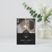 Tarjeta De Recepción RSVP Gold Wedding Initials Fl Begleitkarte (Stehend Vorderseite)