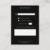 Tarjeta De Recepción RSVP Gold Wedding Initials Fl Begleitkarte (Rückseite)