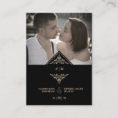 Tarjeta De Recepción RSVP Gold Wedding Initials Fl Begleitkarte (Vorderseite)