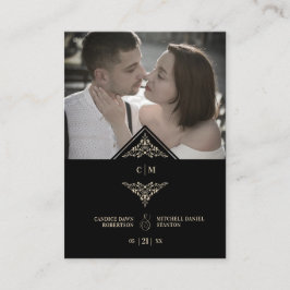 Tarjeta De Recepción RSVP Gold Wedding Initials Fl Begleitkarte