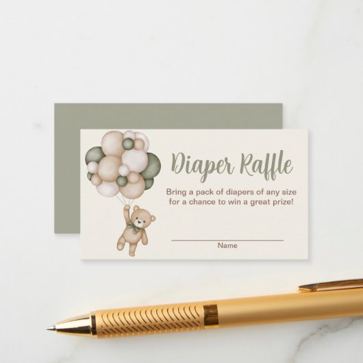 Tarjeta De Recepción Teddy Bear Boy Raffle Diaper Begleitkarte (Vorderseite/Rückseite Beispiel)