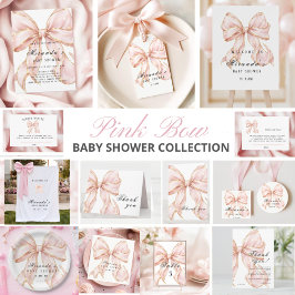 Tarjeta De RecepciónPink Bow Baby Shower Books for Begleitkarte