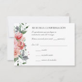 Tarjeta de UAWG de boda rosa elegante Spanische UA RSVP Karte (Vorderseite)