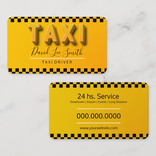 Tarjeta De Visita Taxista / Servicio Cab Visitenkarte (Vorne/Hinten)