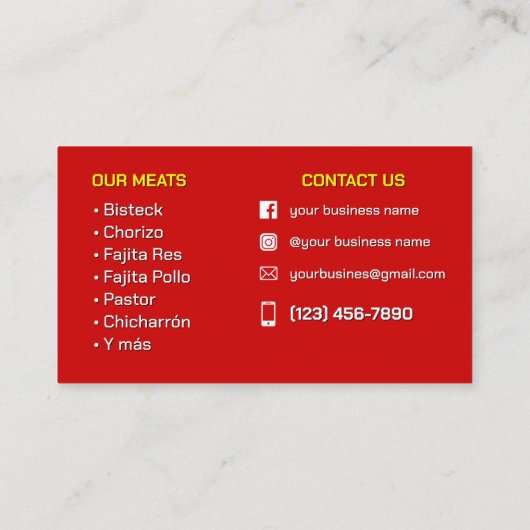 Tarjeta de visita visitenkarte (Rückseite)