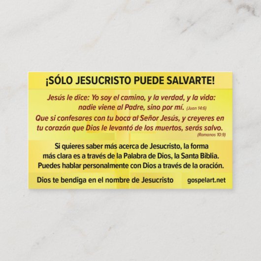 Tarjeta del Evangelio - Español RVR 1909 Visitenkarte (Rückseite)