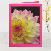 Tarjeta - Feliz Cumpleaños - Dalia Rosa-Amarilla Karte (Gelbe Blume)