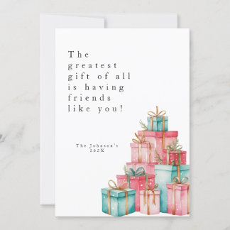 Tarjeta Festiva Minimal Pastel Regalos con Foto  Feiertagskarte