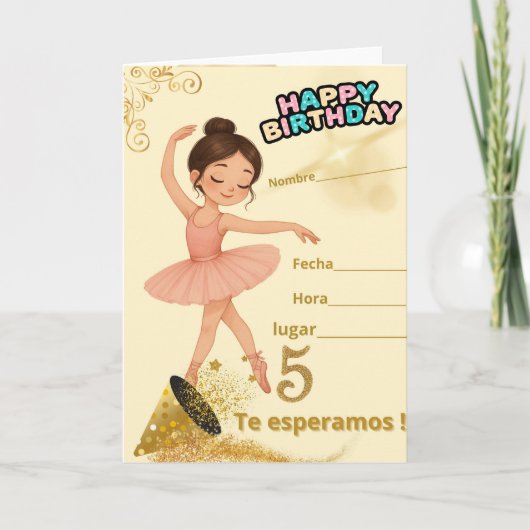 Tarjeta festiva plegada bailarina alegre. feiertagskarte (Vorderseite)