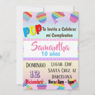 TARJETA INVITACION CUMPLEAÑOS POP IT GEBURTSTAG TE EINLADUNG