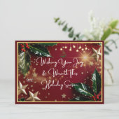 Tarjeta Navideña "Wishing You Joy & Warmth" Dankeskarte (Stehend Vorderseite)