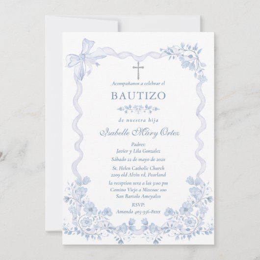 Tarjeta Personalizada Bautizo Niña Einladung (Vorderseite)