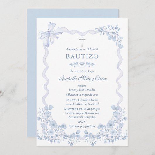 Tarjeta Personalizada Bautizo Niña Einladung (Vorne/Hinten)