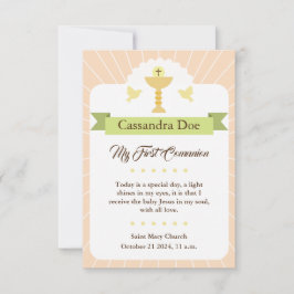 Tarjeta Primera Comunión. Niña. Einladung