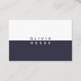Tarjeta visita Minimal DarkBlue White BusinessCard Visitenkarte