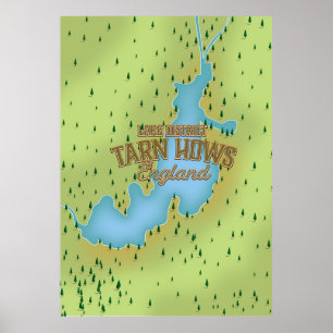 Tarn Hows, Lake District, Reisekarte. Poster