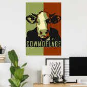 Tarn-Kuh-Tarnung Pop-Art-Kuhposter Poster (Heimbüro)