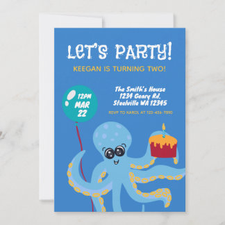 Tarn-Oktopus-Ozean-Jungen-Geburtstag Einladung