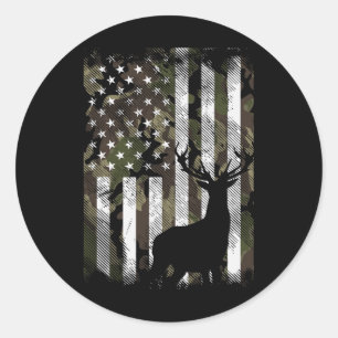 Tarn-US-Flag-Reh-Elch-Bock-Tarnung-Jagd-Jäger Runder Aufkleber