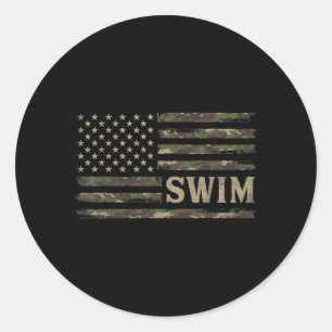 Tarnanzug Schwimmen Tarnung USA-Flagge Schwimmer T Runder Aufkleber