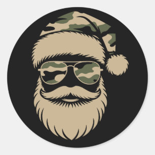 Tarnanzug Weihnachtsmann Sonnenbrille Xmas  Runder Aufkleber