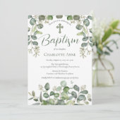 Tarnfarben | Sage Green Seded Eukalyptus Baptisse Einladung (Stehend Vorderseite)