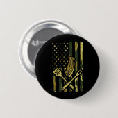 Tarnflagge Bbq Fleisch Grill Barbecue Patriot Männ Button (Vorne & Hinten)
