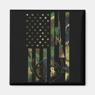Tarnflagge der USA Gewehr Geweih Hirsch Jagdwaffe Magnet