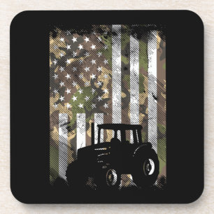 Tarnflagge Traktor Vintage Farm LKW Patriotischer  Getränkeuntersetzer