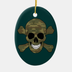 Tarnfleck-Totenkopf-Oval-Ornament Keramik Ornament