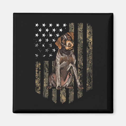 Tarnmuster-amerikanische Flagge Deutscher Drahthaa Magnet (Vorne)