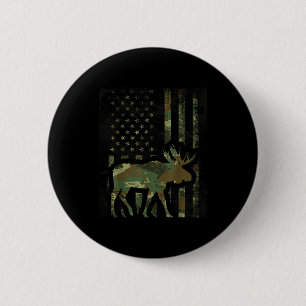Tarnmuster-amerikanische-Flagge-Elch-Jagd-Geschenk Button