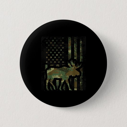 Tarnmuster-amerikanische-Flagge-Elch-Jagd-Geschenk Button (Vorderseite)