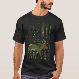 Tarnmuster-amerikanische-Flagge-Elch-Jagd-Geschenk T-Shirt