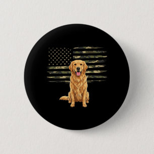 Tarnmuster-amerikanische-Flagge Golden Retriever 4 Button