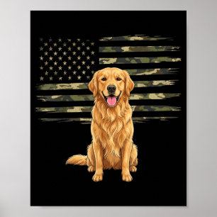 Tarnmuster-Amerikanische-Flagge-Golden-Retriever-4 Poster
