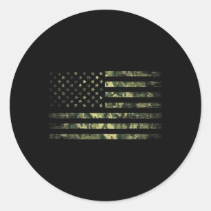 Tarnmuster Amerikanische Flagge Usa Jungen Männer Runder Aufkleber